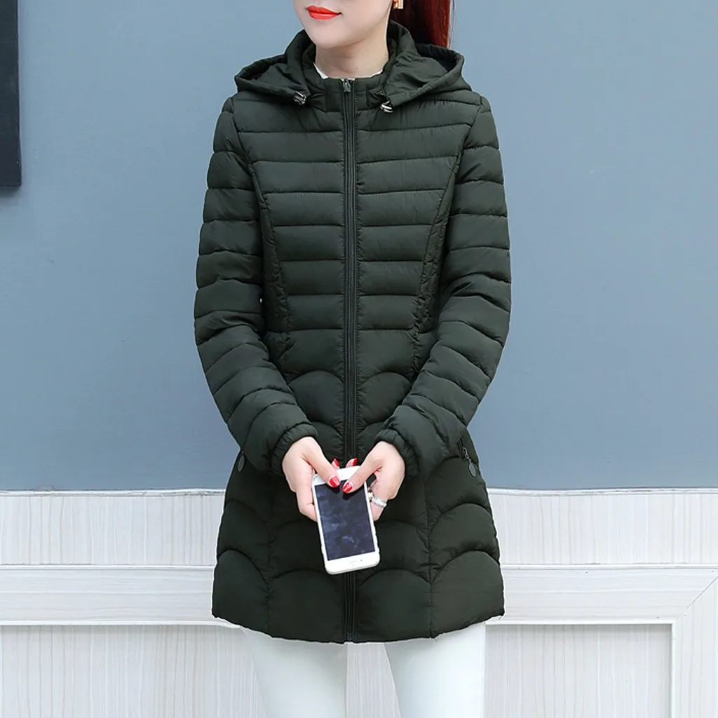 Down Coats Fashion Women Winter Warm Cotton Hooded Winter Jacket Long-Sleeved Coat Clothing Coats& Jackets Drop Shipping