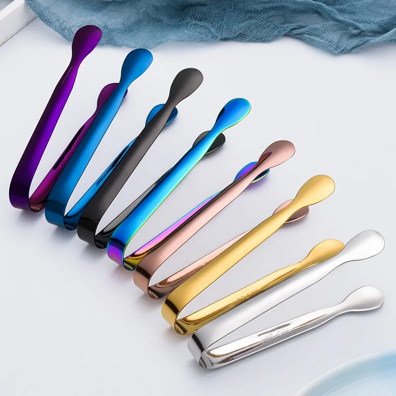 Stainless Steel Ice Cube Clip Ice Tong Bread Food BBQ Clip Barbecue Clamp Tool Bar Kitchen Accessories 10.8cm