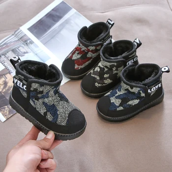 

Winter Baby Girls Boys Snow Boots Warm Plush Children Boots Camouflage Color Non-slip Outdoor Kids Boots Infant Cotton Shoes