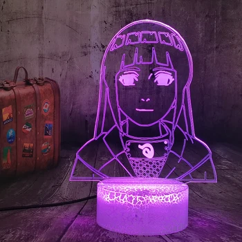 

3D Lamp Naruto Hinata Hyuga Figure Night Light 16 Colors Changing Battery Usb Led Bedside Table Lamp Child Home Decor Kids lamps