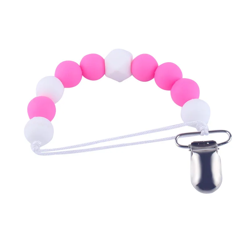 1pc Silicone Pacifier Chain Round Beads Baby Teether Toys Mixcolor Teething Chain Baby's Goods
