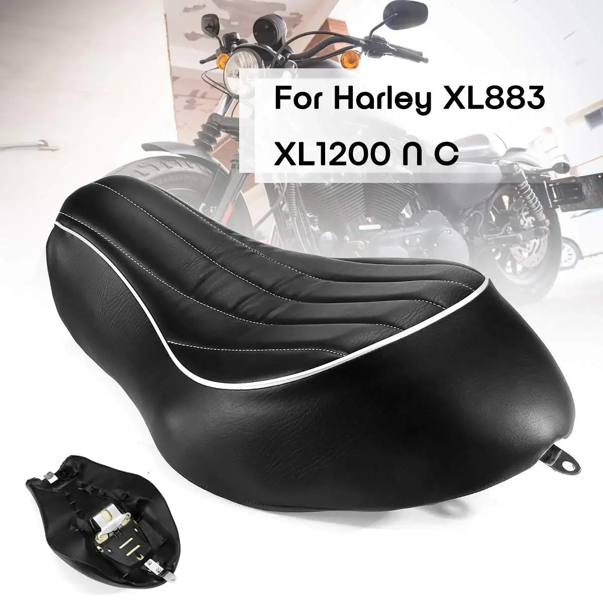 

Two Up Driver Passenger Seat Cushion PU Leather For Harley XL883 XL1200
