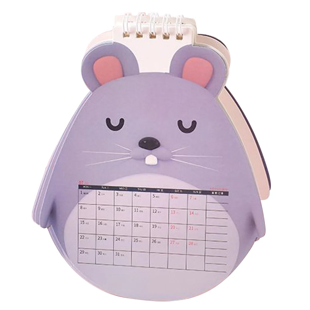 Rat Календарь Мини милый мультяшный стоячий Настольный ежемесячный календарь домашний офис настольные принадлежности украшения - Цвет: Rat