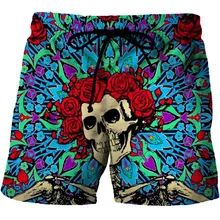 New product men's skull graphic shorts 3D printing beach quick-drying swimming shorts unisex fashion street casual pants style