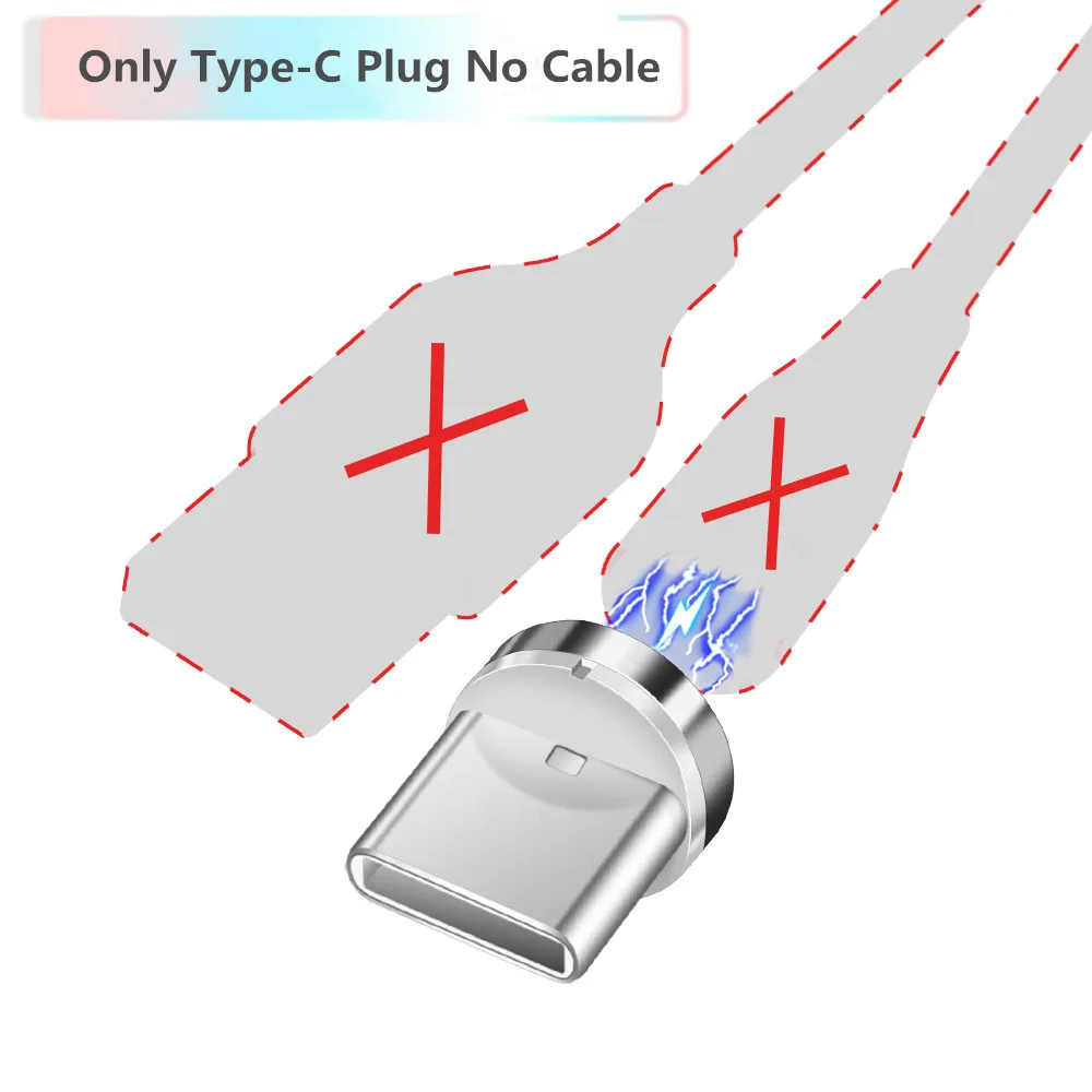 Магнитный кабель Олаф 1 м 2 м 3 А, кабель для быстрой зарядки micro usb type c для быстрой зарядки iPhone 3,0, магнитный кабель USB c type-C - Цвет: Only For Type C Plug