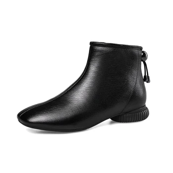 

New Quality Genuine Leather Female Short Boots Punk Women Ankle Boots low Heels Night Club Shoes Woman Chelsea Boots