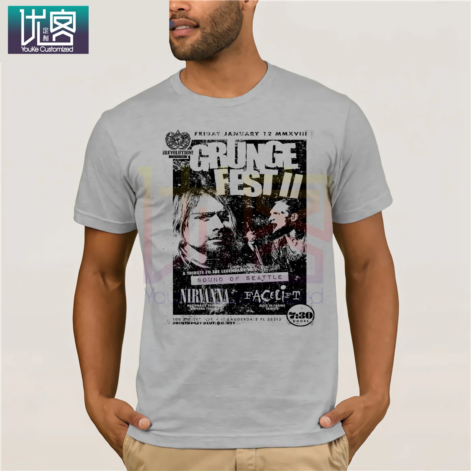 

Grunge Fest 2 Nirvana T-Shirt Clothes Popular T-Shirt Crewneck 100% Cotton Tees For Men Tops Vintage Crew Neck for Men Tops