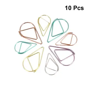 

10pcs Lovely Creative Multifunction Practical Cute Water Drop Shape Paper Clip Bookmark Clip Stationery Memo Clip