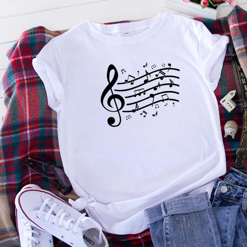 

Women's T-shirt musical note T-shirt ladies summer print graphic tops women's Harajuku T-shirt Korean shirt