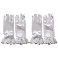 2 пары перчаток с цветочным узором для девочек, изысканное кружевное платье, перчатки для детей, короткие рукавицы для вечеринки, свадьбы, выступления