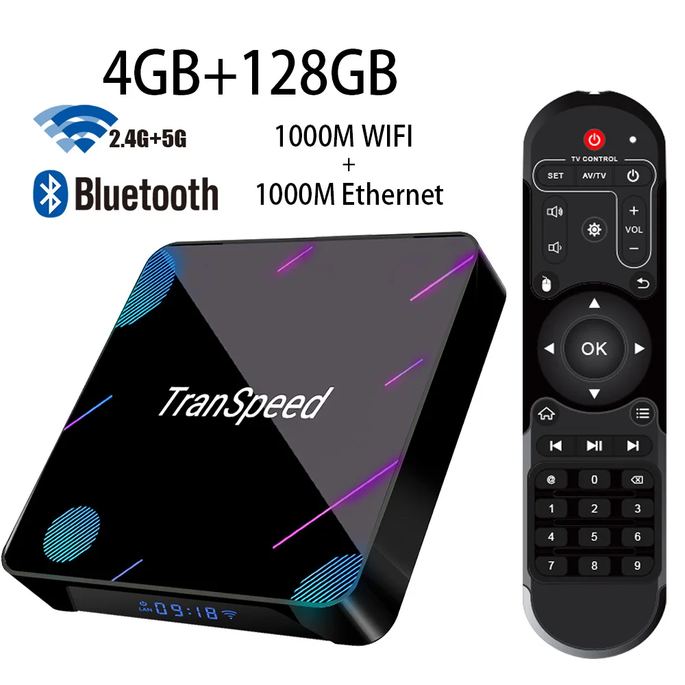 Transpeed X3 Plus Android 9,0 tv Box 4K 8K Amlogic S905X3 4GB 32G 64G 128G 1000M wifi 1000M Ethernet Bluetooth голосовой помощник - Цвет: 128G TV BOX