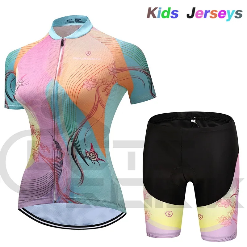 2 Дети Pro Велоспорт Джерси Набор Ropa Ciclismo Велоспорт Комплект для лета короткий рукав дышащий Быстросохнущий велосипед одежда для девочек - Цвет: 2