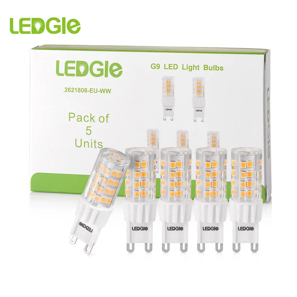 

LEDGLE 5 Pcs 6W 220V 240V G9 LED Bulb Set Light Bulbs 3000K Lamp for Indoor Lighting 51 LEDs No-Flicker Chips for Home Lighting