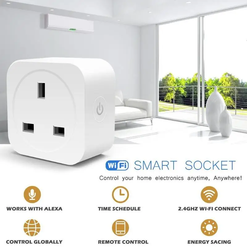 ЕС Smart Plug таймер беспроводной 16A мобильный телефон синхронизации переключатель безопасности Wi-Fi дистанционное управление Голосовое управление разъем питания