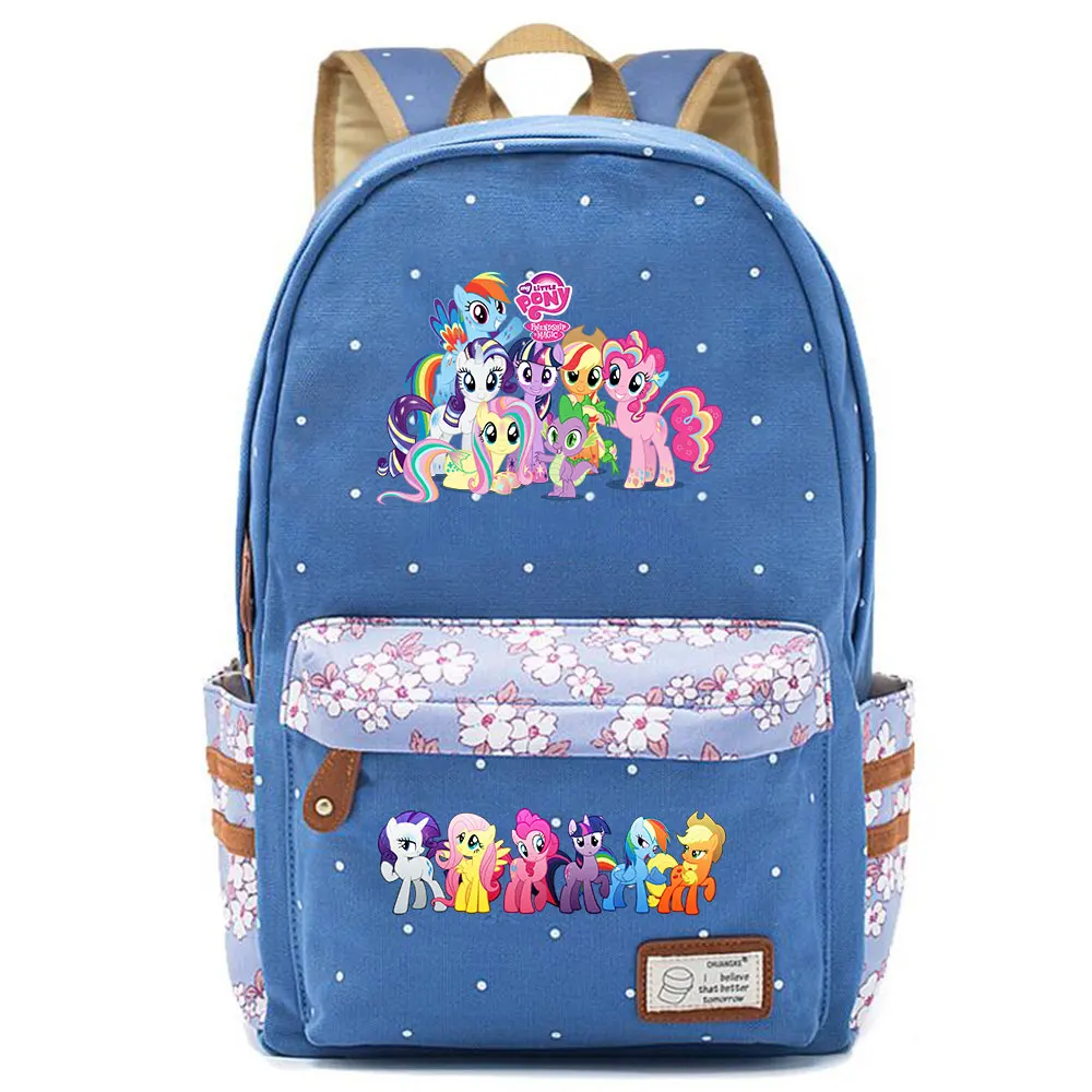 Christmas Cartoon Cutie My Little Pony Flowers Dot Boy Girl School bag Women Bagpack Teenagers Canvas Lady Femme Backpack