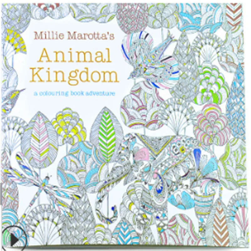 Libro para colorear de edición inglesa de Animal Kingdom para niños y adultos, libro para aliviar el estrés, dibujo, papelería, 24 páginas