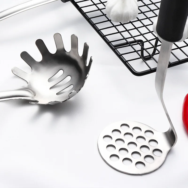 304 Stainless Steel Kitchenware Matt Kitchenware gui jiao bing Spatula guo shao Kitchen Cooking Appliances Potato Press Gift Cus