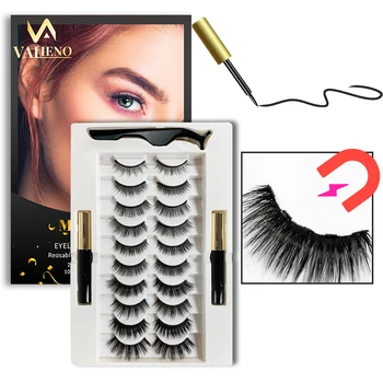 

3/5/7/10Pairs Magnetic Eyelashes set Magnet Liquid Set Waterproof Extension Liquid Eyeliner & Tweezer Set Waterproof