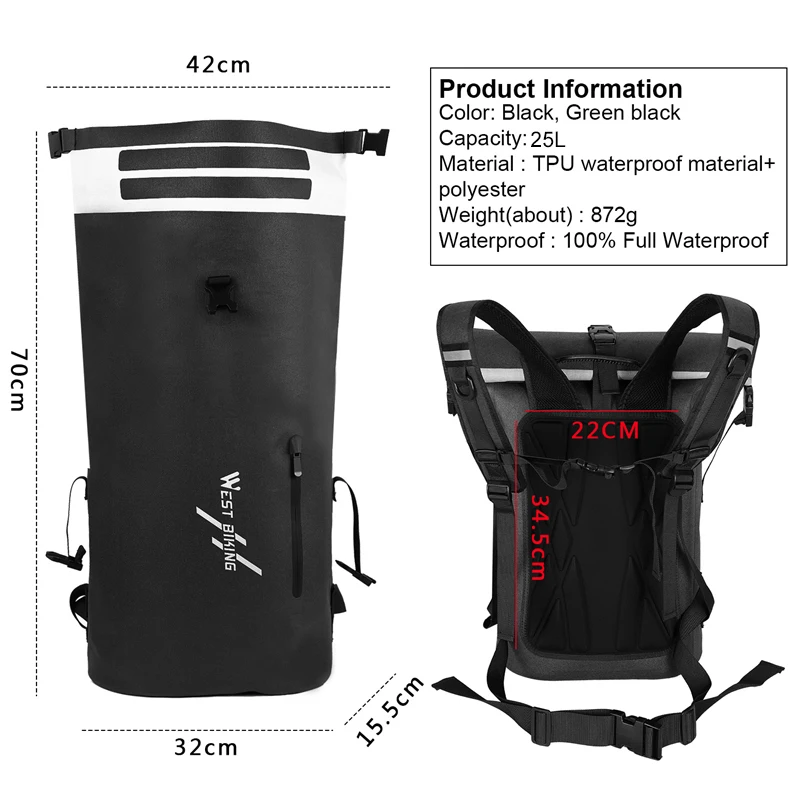 West biking 25L Велоспорт рюкзак туристический расширяемый наружный Спорт полный водонепроницаемый мешок ТПУ Кемпинг рюкзак рюкзаки