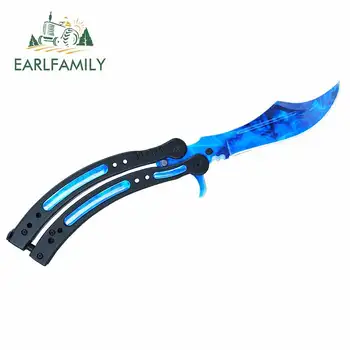 

EARLFAMILY 13cm x 7.3cm for CSGO Sapphire Butterfly Knife Car Stickers and Decals DIY Sticker Anime Waterproof Camper JDM Decor