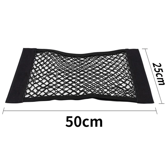 Car Back Rear Trunk Organizer Net Mesh Seat Elastic String Magic Sticker Universal Storage Bag Pocket Auto Organizer 50 x 25cm
