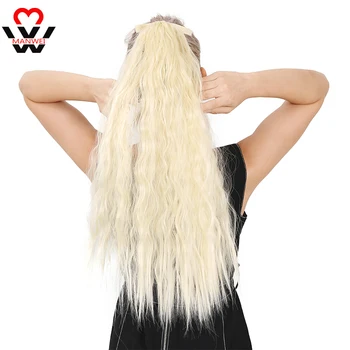 

MANWEI Long Corn Curly Hair Ponytail for Women Heat Resistant Synthetic Clip in Hair Extensions Pony Tail Hairpieces