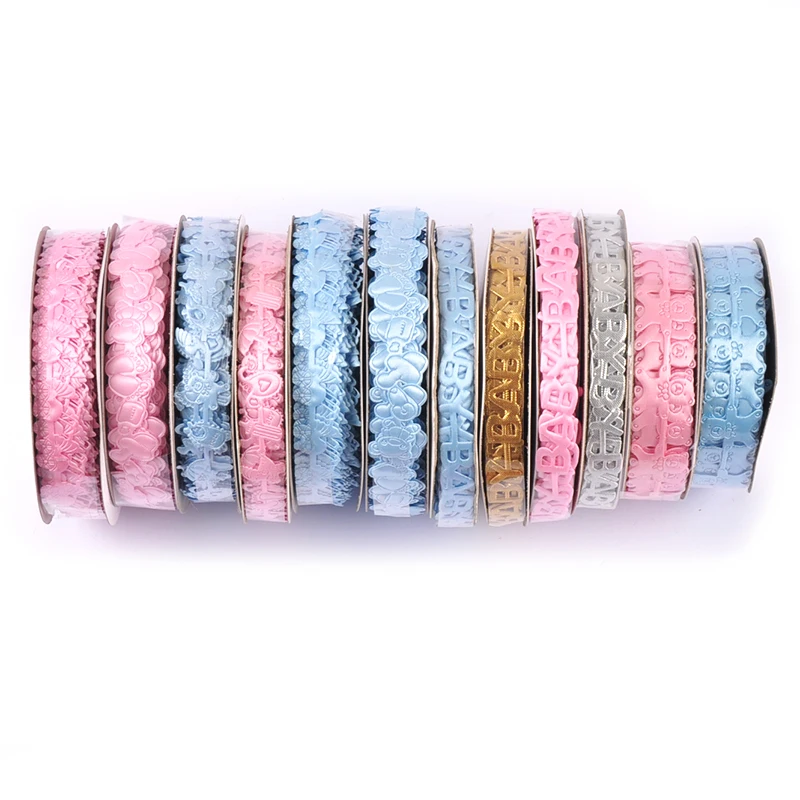 Ribbon Decoration Ribbon Supplies Sewing Ribbon 1-1.5cm Mix Pink/blue Ribbons For Crafts Embroidered Fabric Wrapping Gift Baby Party Decorations DIY Sewing Accessories