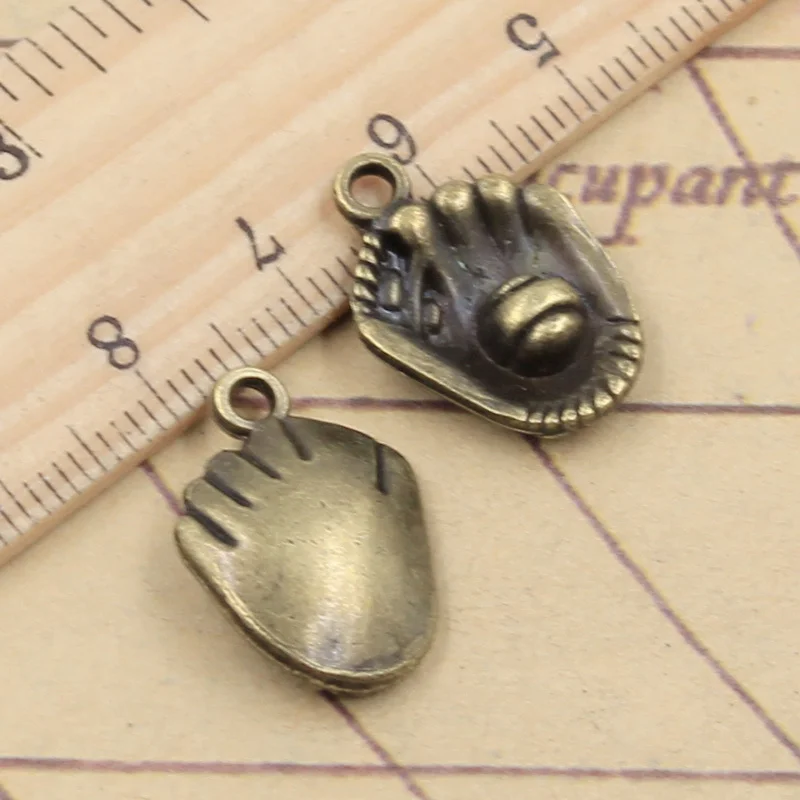 10pcs 3 색 매력 야구 장갑 20x14mm 티벳 청동 실버 컬러 펜던트 골동품 보석 만들기 DIY 수제 공예