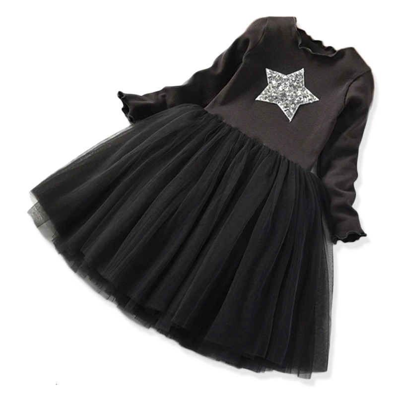 309491 black Зимнее трикотажное шифоновое платье для девочек детская одежда с длинными рукавами для рождественской вечеринки детские платья для девочек, одежда на год - Цвет: 309491 black