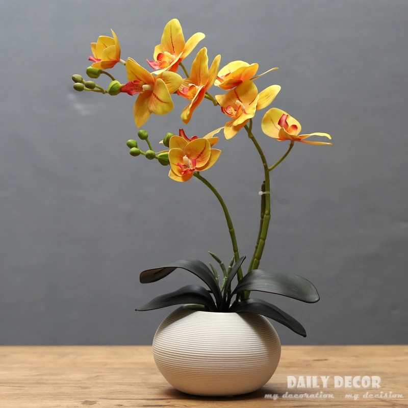

Реалистичные Маленькие искусственные Орхидея ikebana, Орхидея из латекса, костюмы для цветочных Горшков