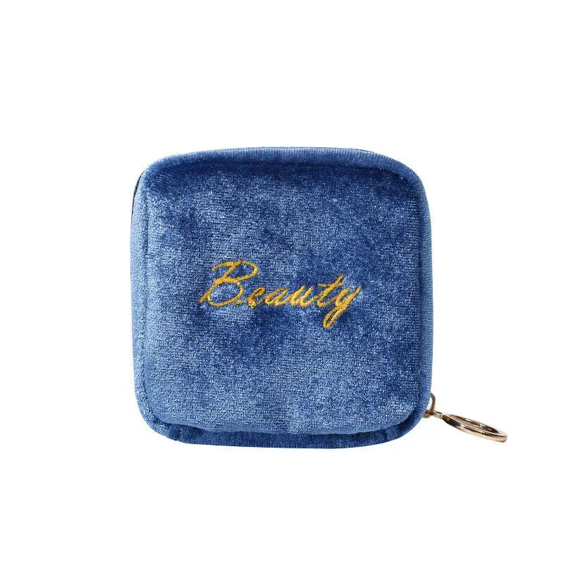 Синий Velvet Lipstick Storage Outdoor Travel Essential Small Convenient Cosmetic Bag Women Organizer Storage Make up Cases - Цвет: Синий