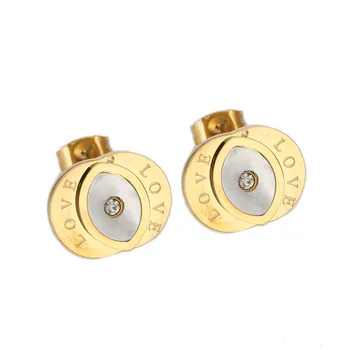 

2020 Sale Fashion jewelry Female Crystal from Swarovskis New Titanium steel girls earrings with gold inlaid shells Fit Wedding