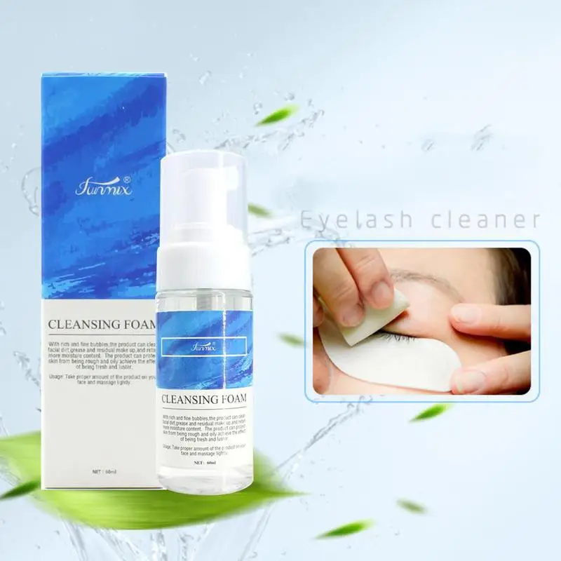 

Soft Powerful Eyelashes Cleansing Foam 60ml Eyelash Lashes Extension Cleanser Tool For Planting Eyelash Makeup Makeup Remover