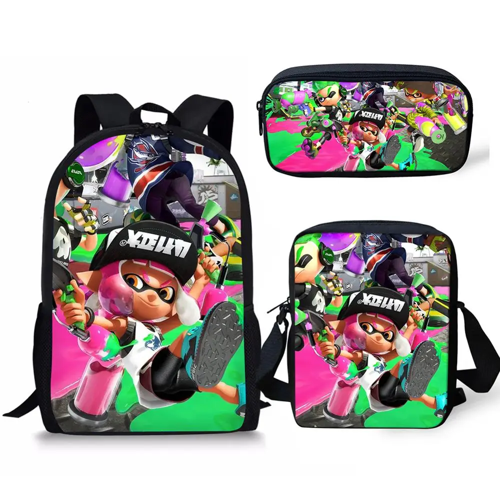 CDGX1170CEK Игра Splatoon 2 студентов школьный рюкзак, набор/3 шт. для мальчиков и девочек мультфильм красочный книжный мешок детский блокнот сумка рюкзак Прямая поставка - Цвет: CDGX1170CEK