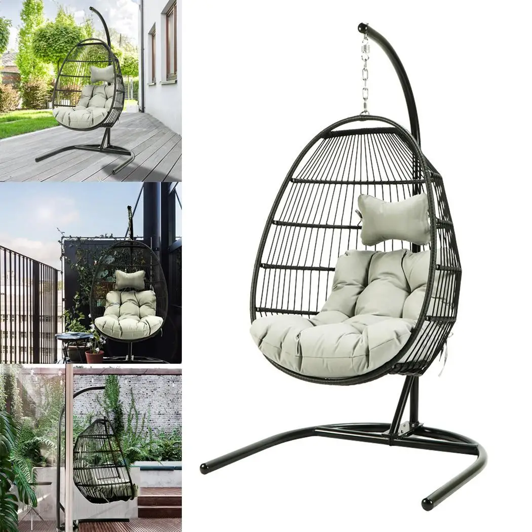 

Hanging Hammock Chair Swinging Garden Outdoor Soft Seat Cushion Seat Bedroom Hanging Chair Back with Pillow