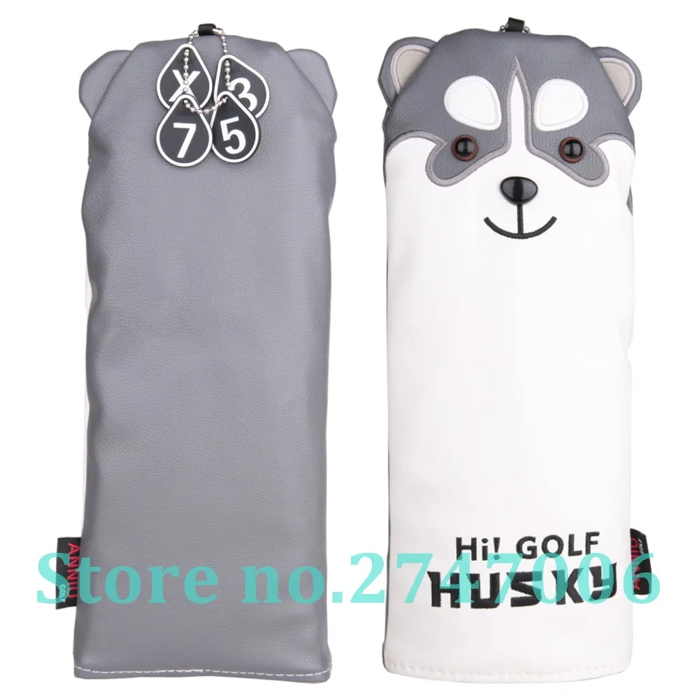 3pcs Golf Club Driver Fairway Wood Head Cover Soft PU Leather with Husky Shaped Driver FW Headcover with No Tag 3 5 7 x