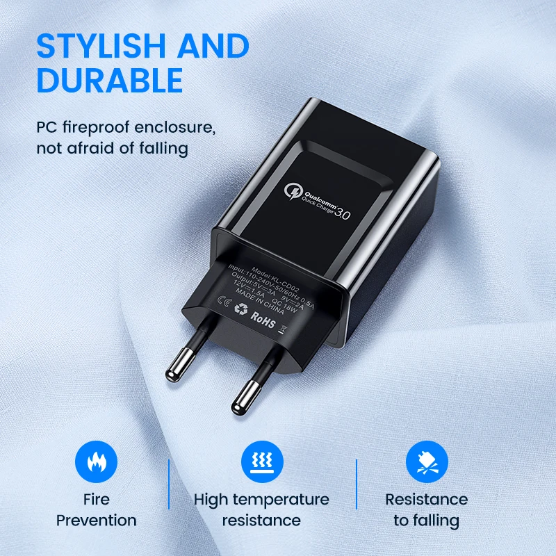 KUULAA 18W Быстрая зарядка3.0 Мобильный телефон USB зарядное устройство ЕС Plug Wall Charger QC 3.0 Адаптер Быстрого зарядного устройства для Xiaomi Huawei Samsung