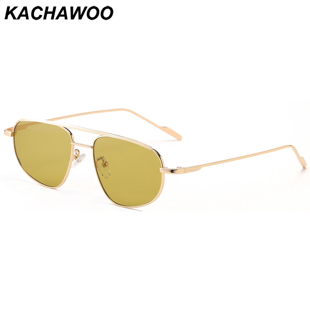 

Kachawoo double bridge oval sunglasses men black brown green gold metal sun glasses for women popular sun shades dropshipping