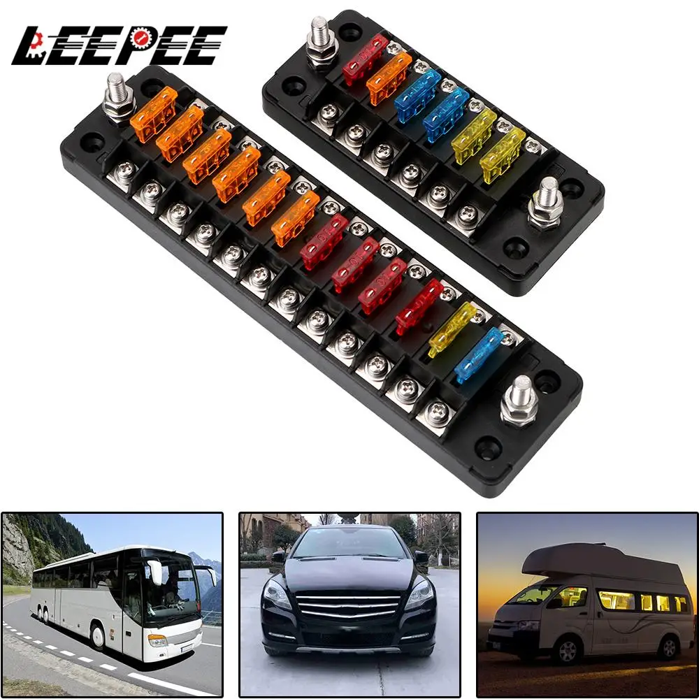 High Capacity Flame Retardant Fuse Box Holder with Cover - 6 to 12 Blade Slots
