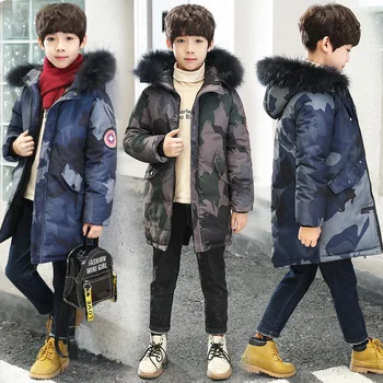 

-30 Degree Children's Parka Winter Jackets Kids Clothing Big Boys Warm Down Cotton-padded Coat Teen Thickening Outerwear Clothes