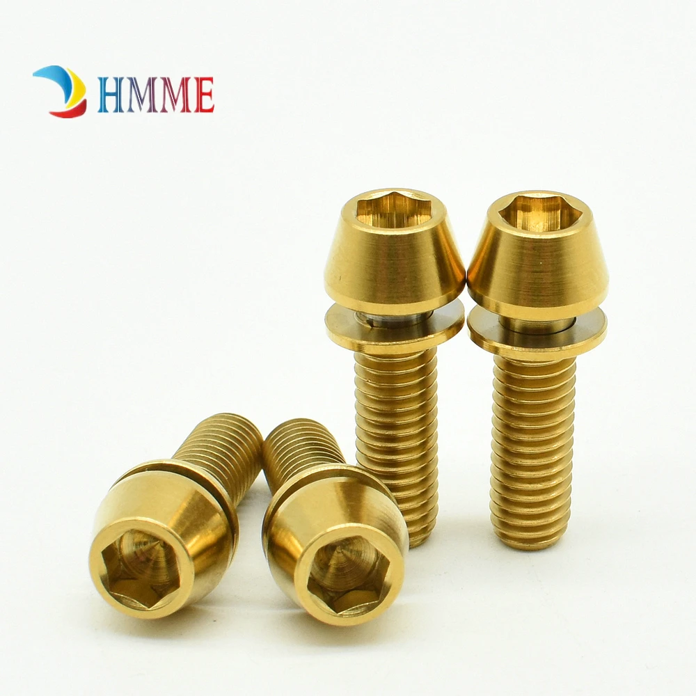 Titanium bolts M6x16 18 20 Brake Allen head cone washer Gold color  (6)