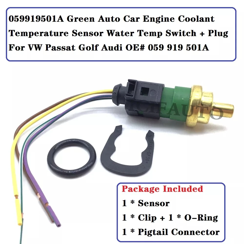 New Green Coolant Temperature Sensor Water Temp Switch & Pigtail