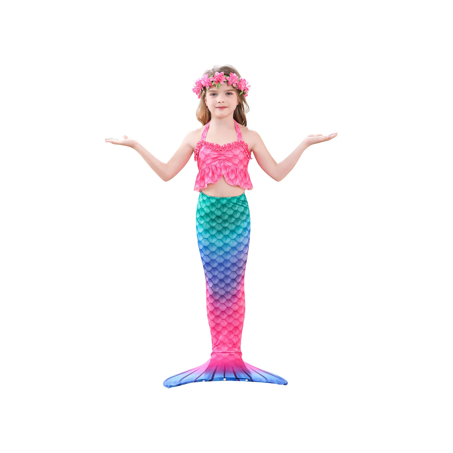 elvira costume Haojxuanyu Children Mermaid Swimwear Girls Pink Blue Bikini Set Kids Swimsuit Cosplay Mermaid Tail Costume for Swimming morticia addams dress