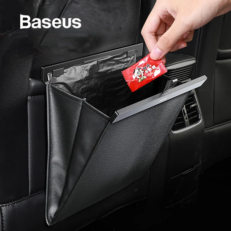 Baratos Baseus organizador de asiento trasero de coche de cuero de la PU bolsa de almacenamiento, de basura de Auto asiento trasero Multi bolsillo colgando bolsa organizador Accesorios