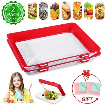 

6pcs Creative Stackable Food Preservation Tray Vacuum Preservation Tray with Elastic Lid for Vegetable Fruit Meat Fish Reusable