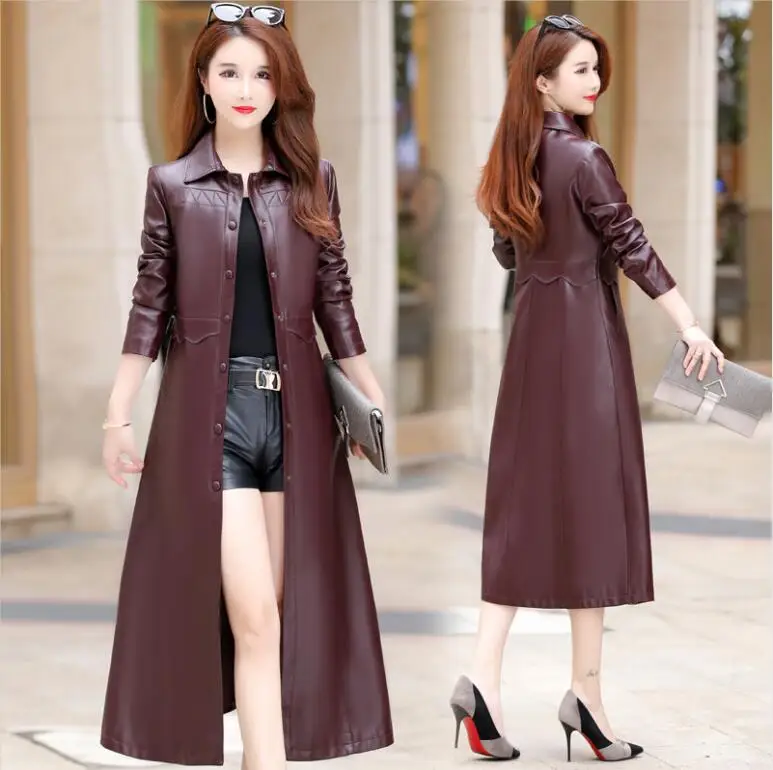 New Plus Size 3XL 4XL X-Long Women's Leather Jacket Autumn Leather Jacket Women Leather Coat Outerwear Female Jacket