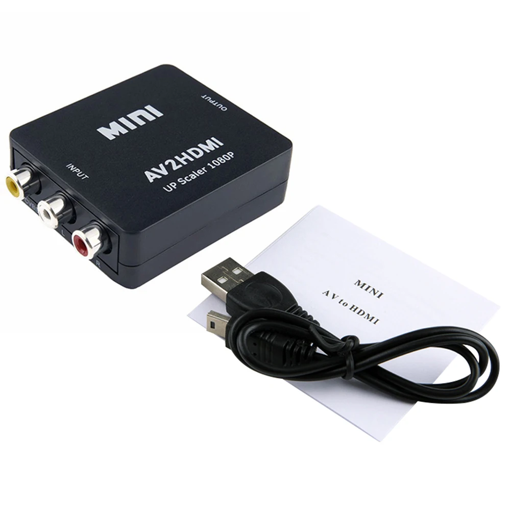 RCA AV вход в HDMI выход Upscaler композитный адаптер 1080P видео конвертер