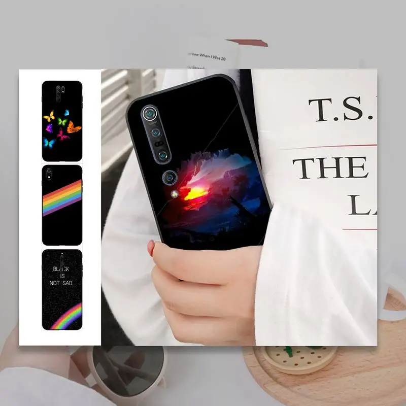 Красочный Радужный черный чехол для мобильного телефона Redmi 7 7A S2 8 8lite 10 10Lite 5Plus Note9