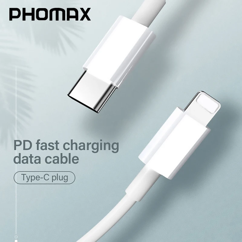 PHOMAX PD USB C кабелем 18 Вт белая зарядка Lightning защитный чехол для iPhone XR 11 Pro Max Plus type C 3A kable data