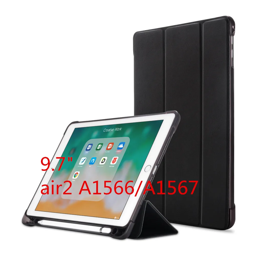 Прозрачный Чехол для iPad air2, чехол, 9,7 дюйма, силиконовый мягкий чехол из искусственной кожи, умный чехол для iPad, чехол 6-го поколения - Цвет: Прозрачный